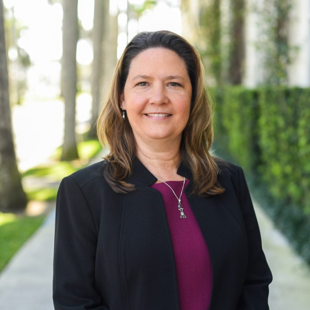 Smiling woman in outdoor park setting