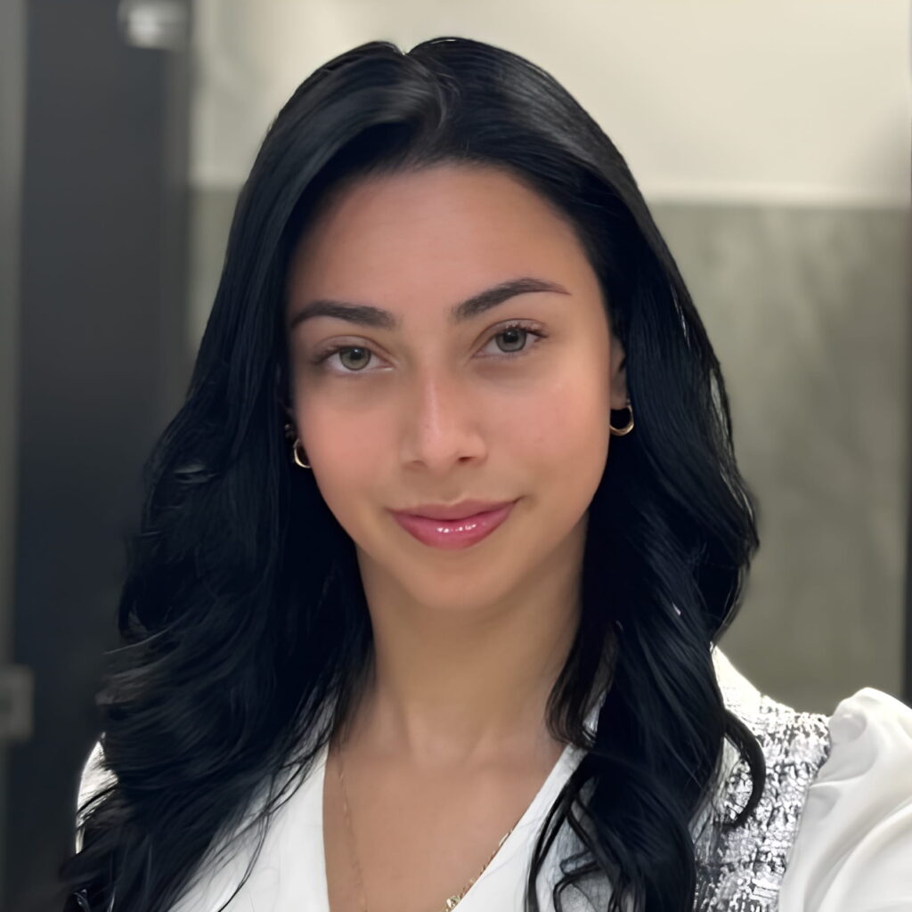Close-up portrait of woman with dark hair